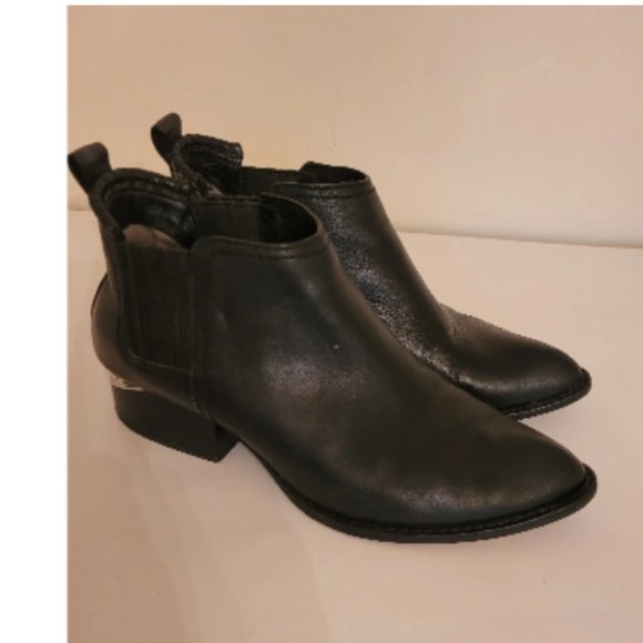 Alexander Wang Leather Chelsea Ankle Black Boots silver Heel size 36 - Picture 4 of 12